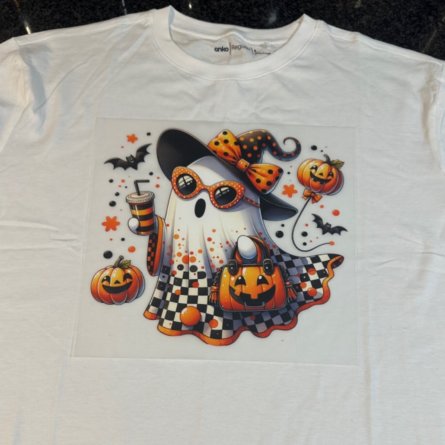 Halloween Tee - Lady Ghost with a Coffee (DTF ONLY)